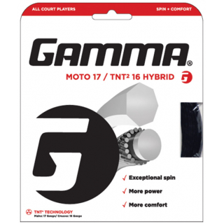 GMTH00 Gamma Moto with TNT2 Hybrid 17/16g Tennis String (Set)