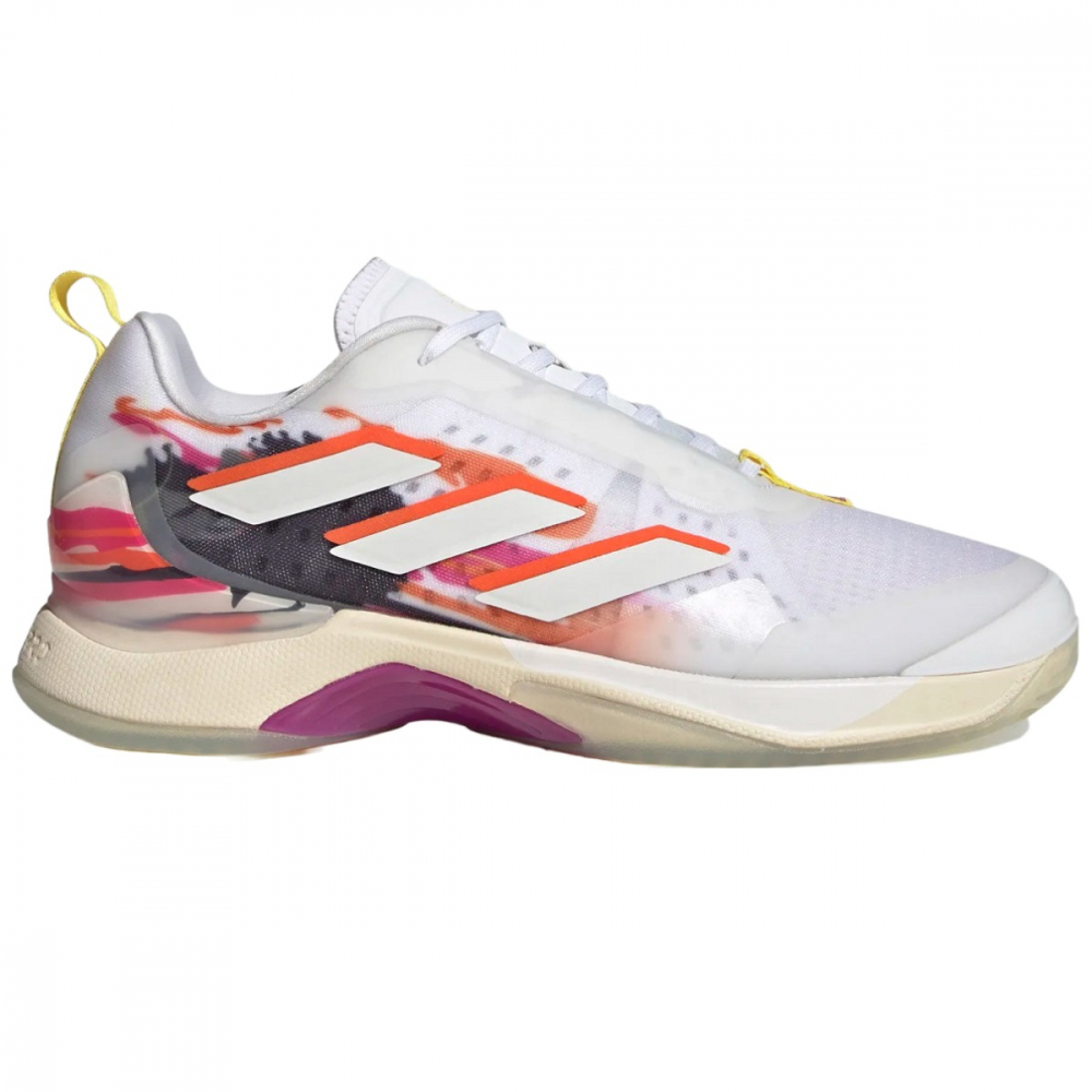 GV9616 Adidas Women's Avacourt Tennis Shoes (Cloud White/Zero Metallic/Impact Yellow) - Right