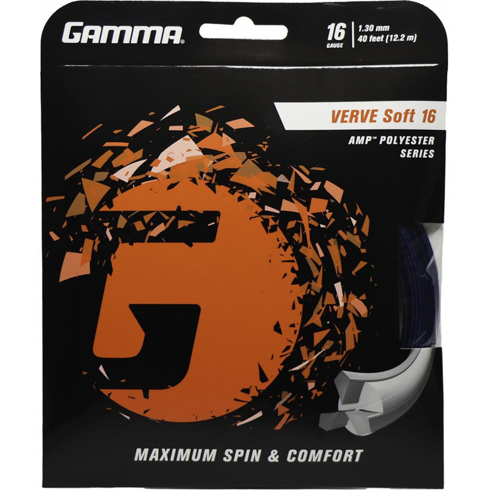 GVS-BlueBlack-16 Gamma AMP Verve Soft Blue/Black 16g Tennis String (Set)