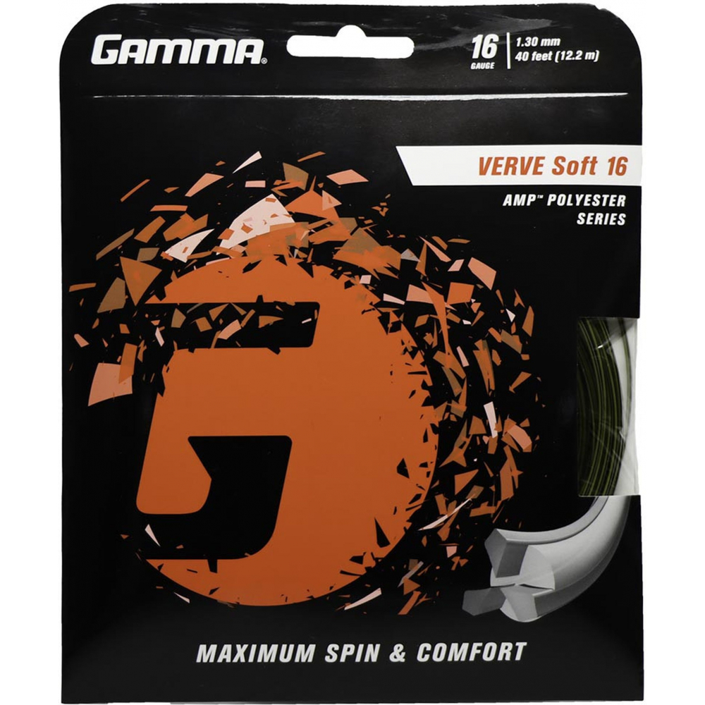 GVS-YellowBlack-16 Gamma AMP Verve Soft Yellow/Black 16g Tennis String (Set)