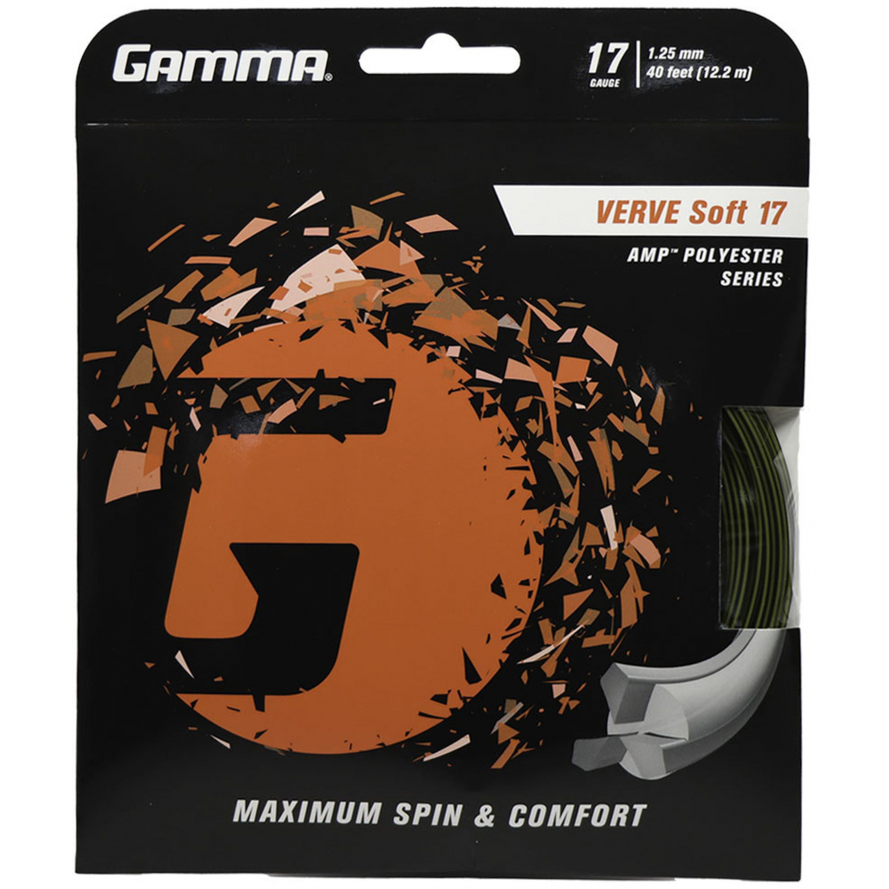 GVS-YellowBlack-17 Gamma AMP Verve Soft Yellow/Black 17g Tennis String (Set)