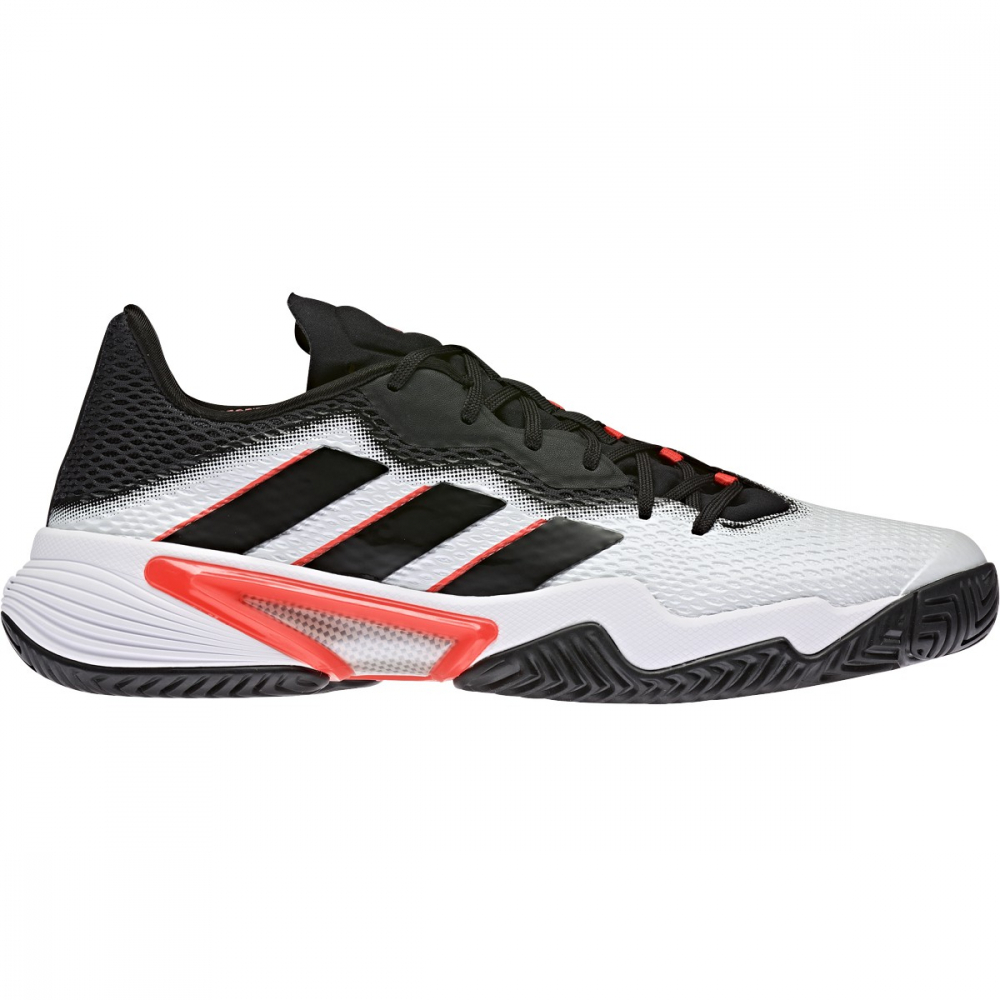 GW2964 Adidas Men's Barricade Tennis Shoes (White/Core Black/Solar Red)