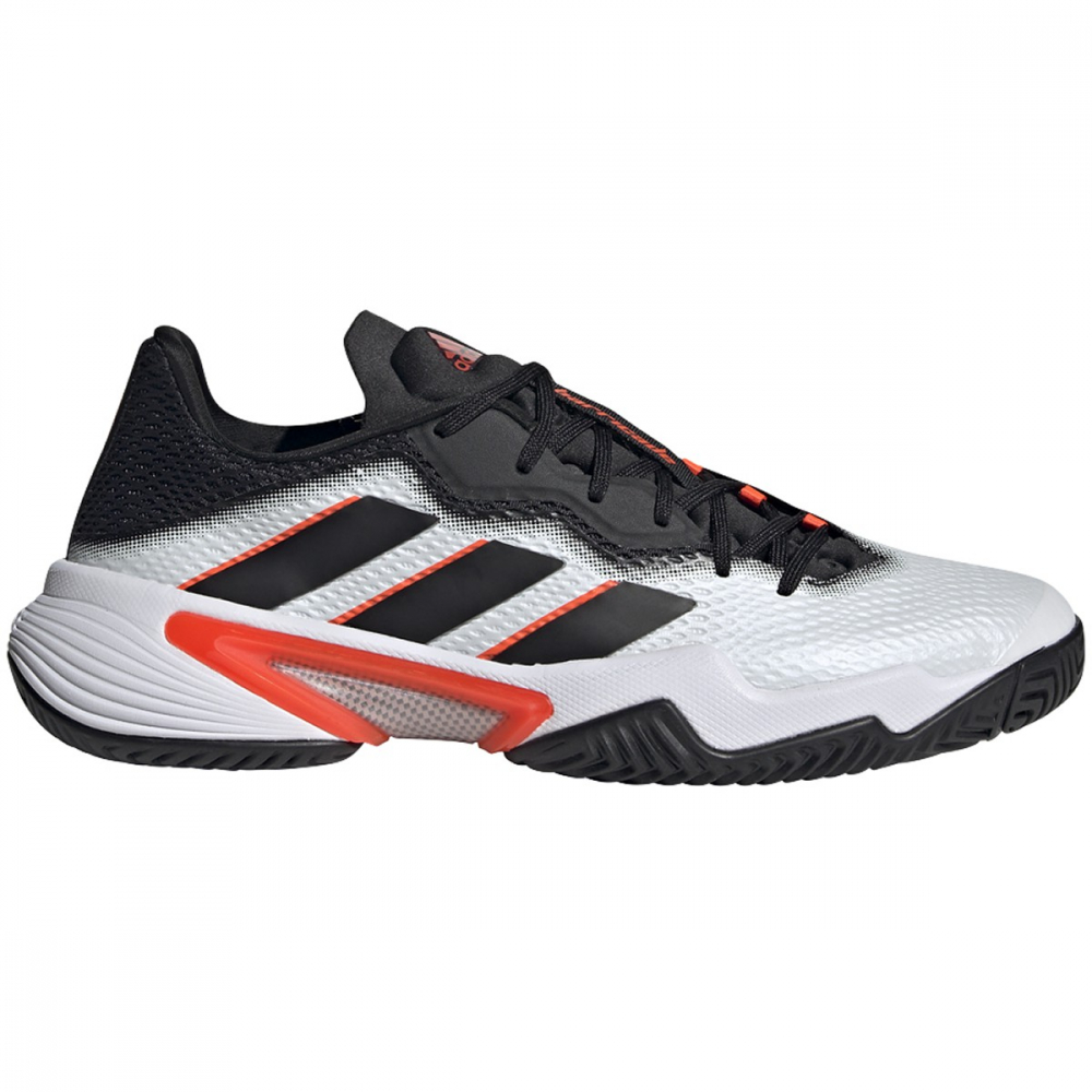 GW2964 Adidas Men's Barricade Tennis Shoes (White/Core Black/Solar Red) - Right