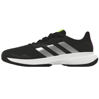 GW4225 Adidas Men's CourtJam Tennis Shoes (Core Black/Silver Metal/White)- Left
