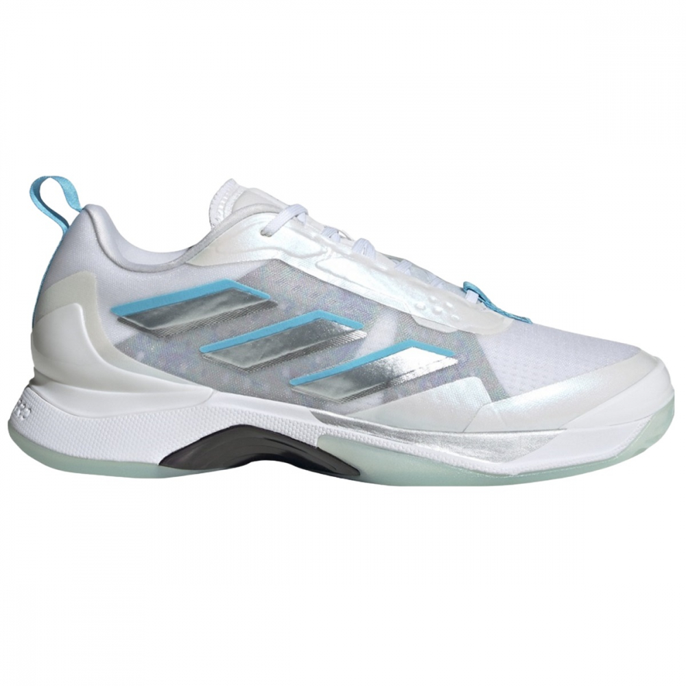 GW6265 Adidas Women's Avacourt Tennis Shoes (White/Silver Metallic/Bright Cyan) - Right