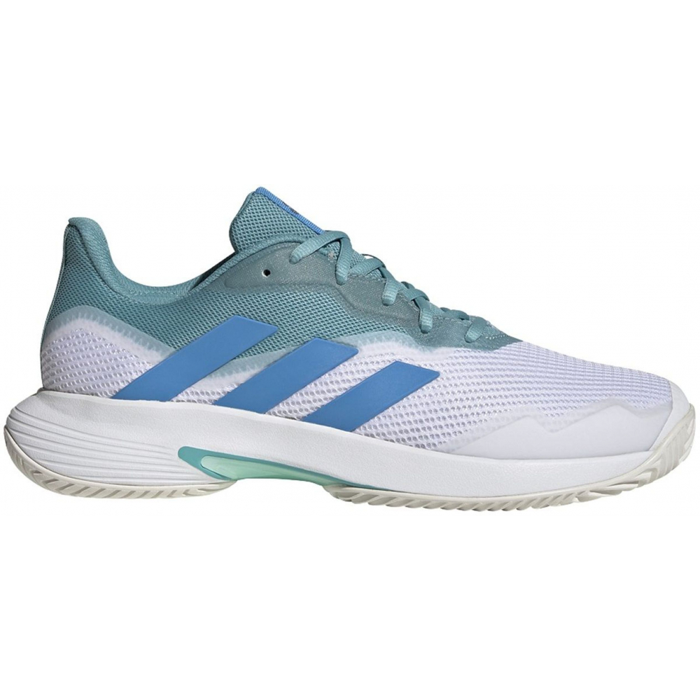 GY4002 Adidas Men's CourtJam Control Tennis Shoes (Mint Ton/Pulse Blue/White)