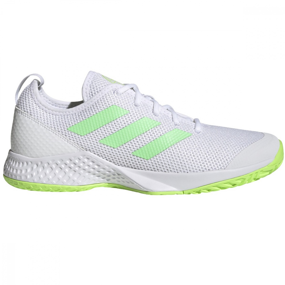GY4007 Adidas Men's CourtFlash Tennis Shoes (White/Beam Green/Solar Green) - Right