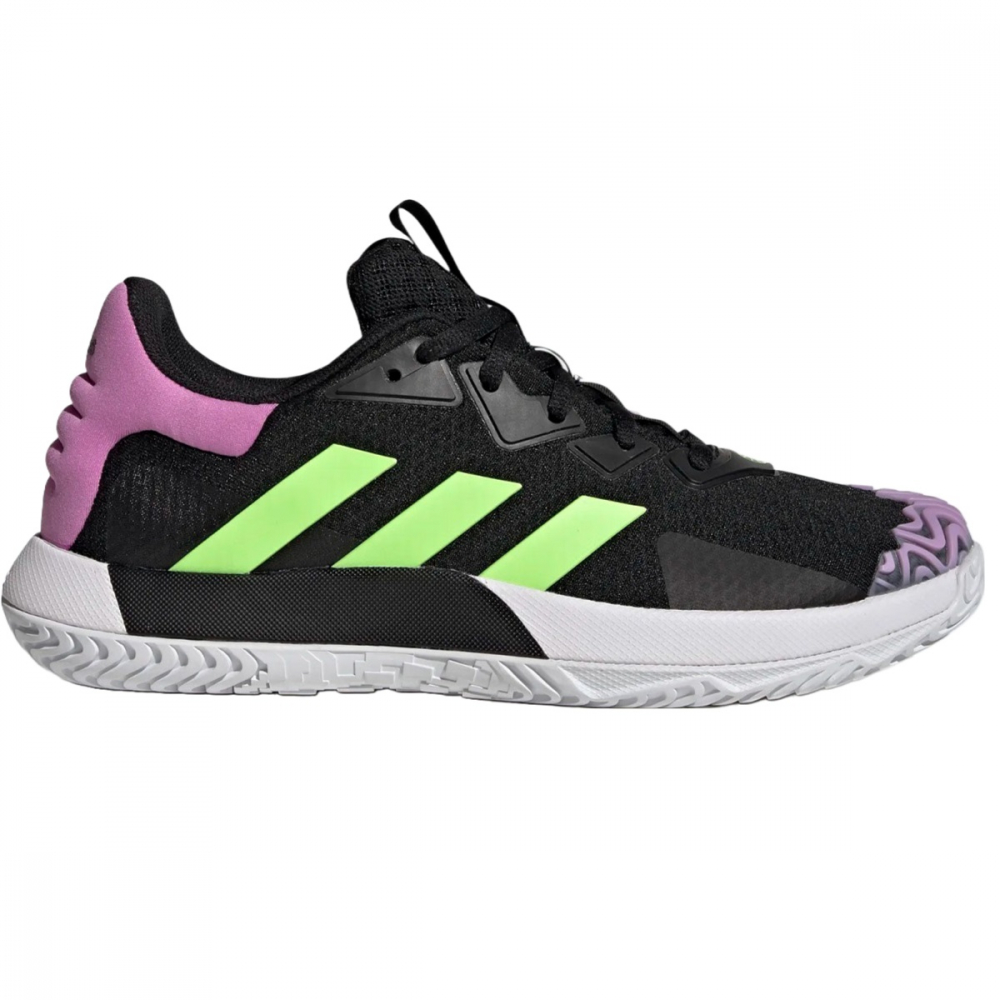 GY4690 Adidas Men's Solematch Control Tennis Shoes (Core Black/Signal Green/Pulse Lilac) - Right