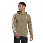 Adidas Men’s Essentials 3 Stripe Full Zip Hoodie (Olive) -
