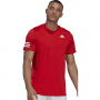 H33751 Adidas Men's Club 3 Stripe Tennis Tee (Vivid Red/White)