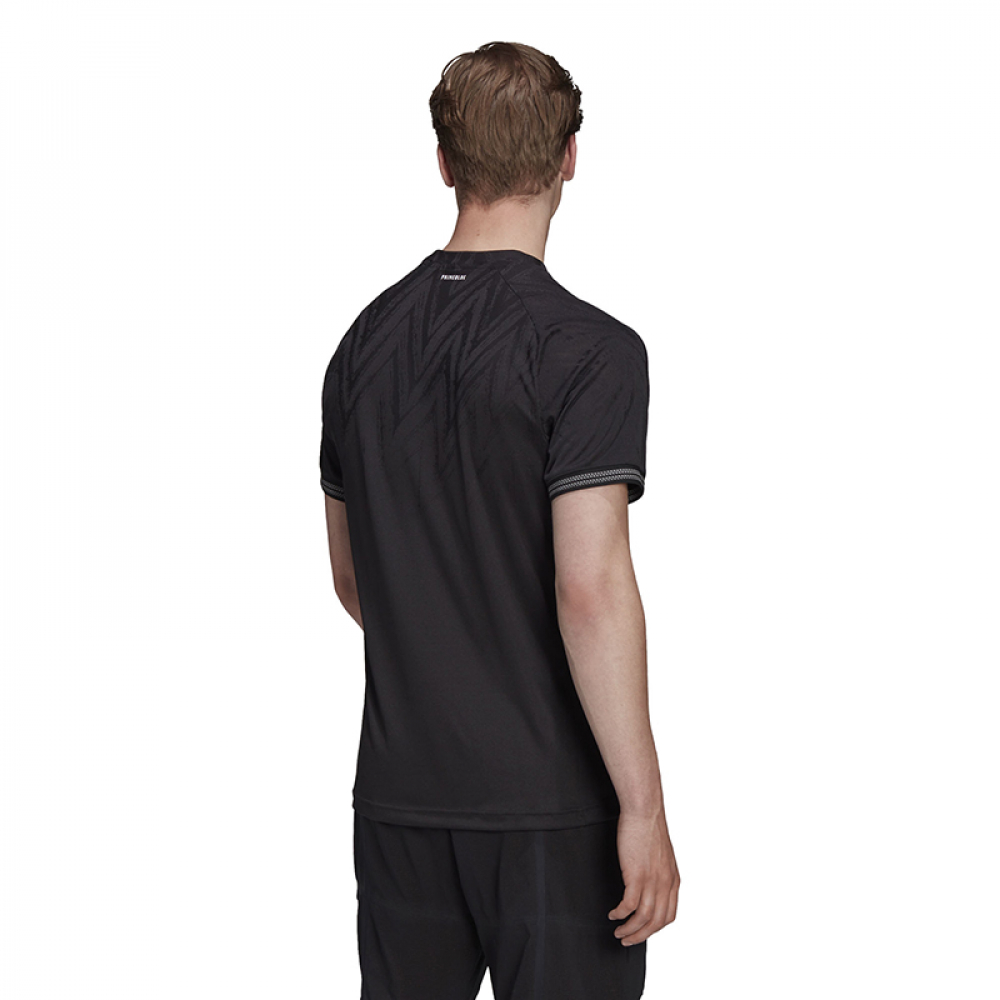 H50265 Adidas Men's Freelift Primeblue - Back Short Sleeve Tennis Tee (Black)