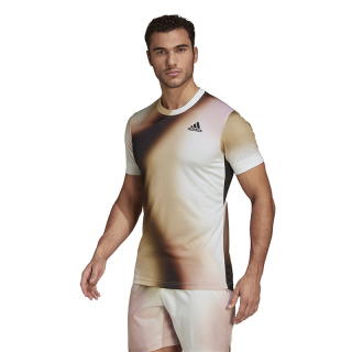 H67127 Adidas Men's Melbourne Printed Short Sleeve Tennis Tee (White/Black)
