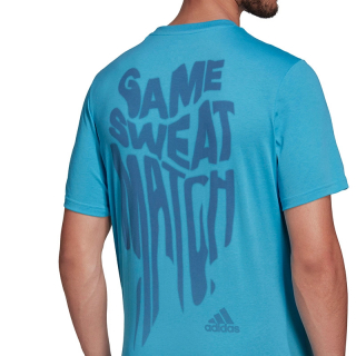 HC1648 Adidas Men's Game Sweat Match Graphic Tee (Blue)