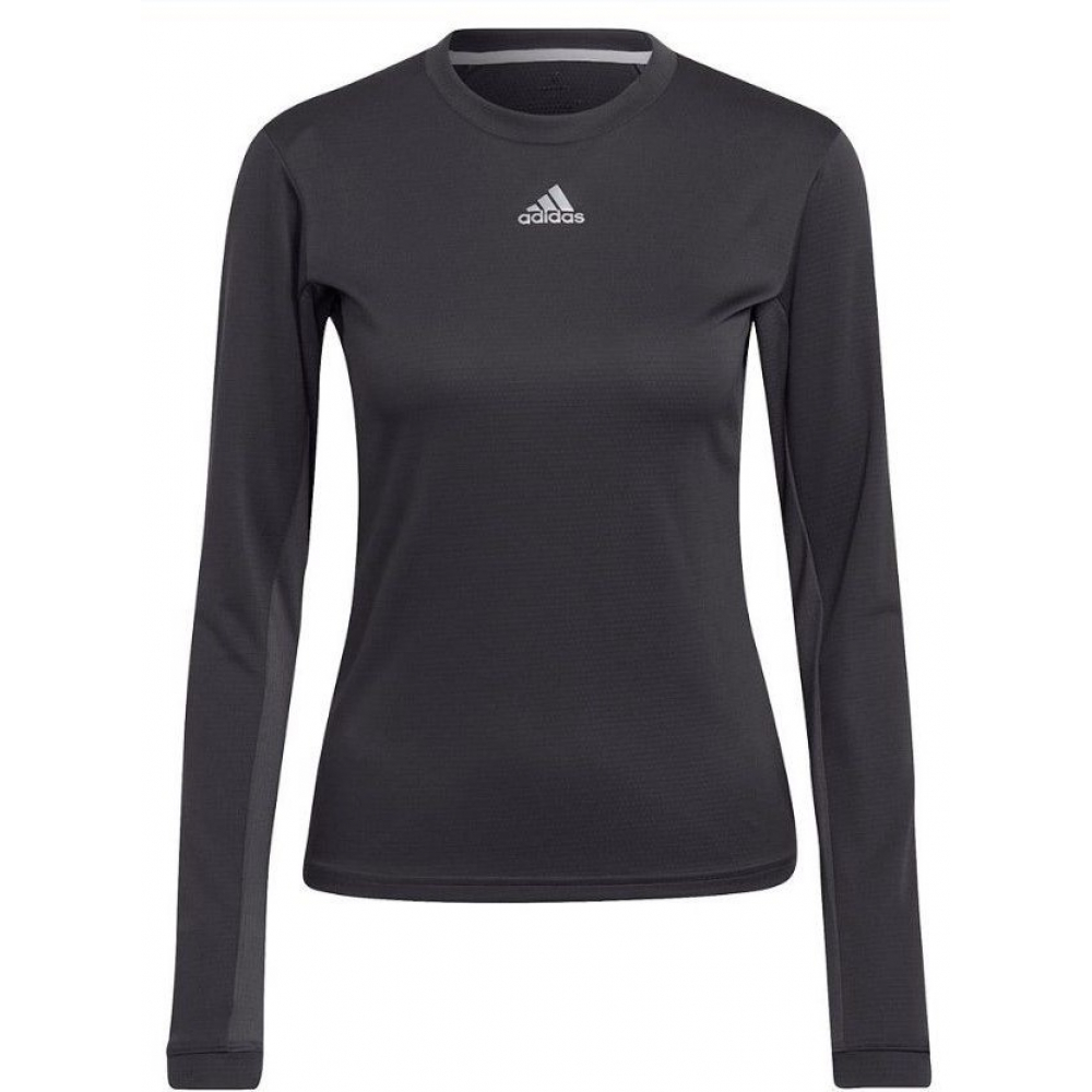 HF1788 Adidas Women's FreeLift Long Sleeve Tennis Tee (Dark Grey)