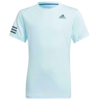 HN6295 Adidas Boys Club 3 Stripe Tennis Tee (Light Blue)
