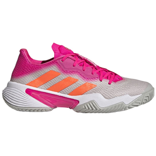 HR2036 Adidas Women's Barricade Tennis Shoes (Grey Two/Solar Orange/Shock Pink) - Right
