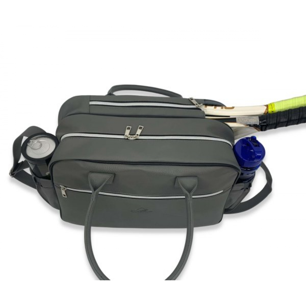 LVDFGRY NiceAces Lava Vegan Leather Tennis Duffle Bag (Gray)