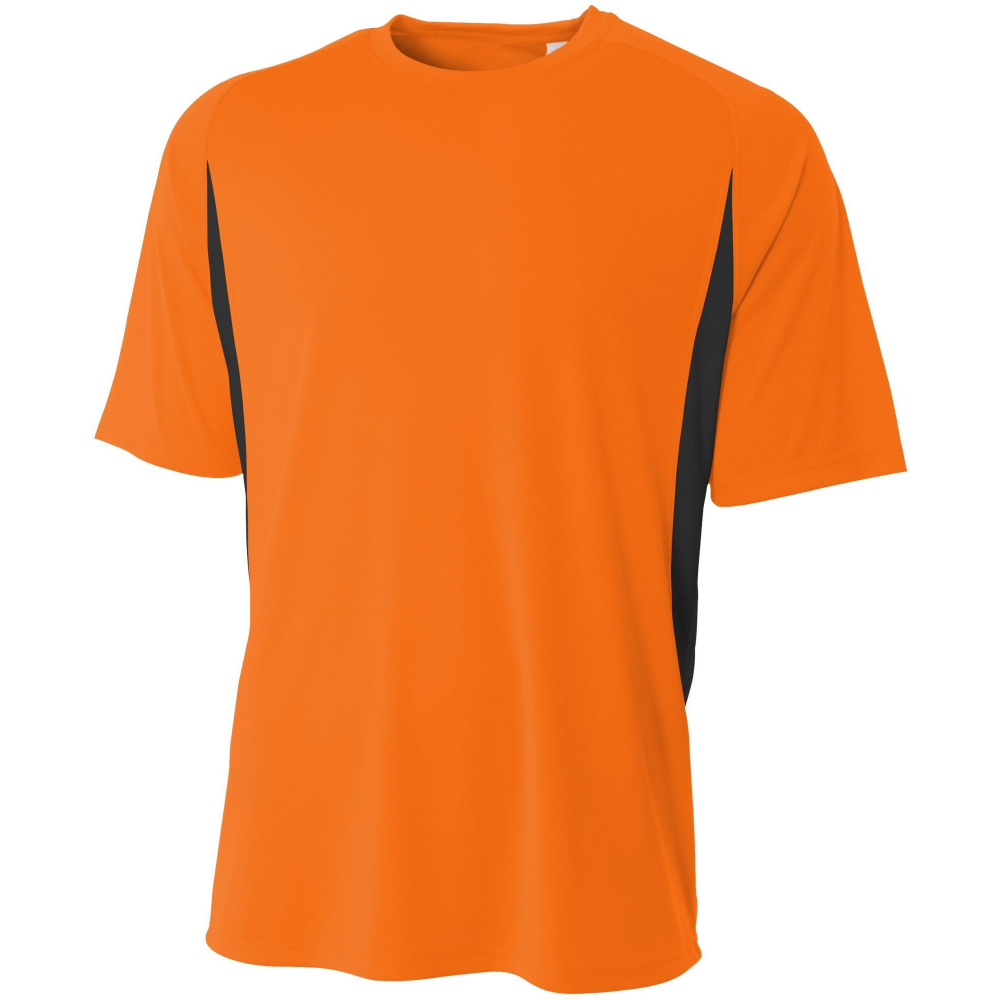 N3181-SOB A4 Men's Performance Color Block Crew Shirt (Safety Orange)