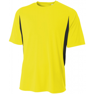 N3181-SYB A4 Men's Performance Color Block Crew Shirt (Safety Yellow)
