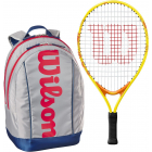 Wilson US Open Junior Tennis Racquet + Backpack (Grey/Red) -