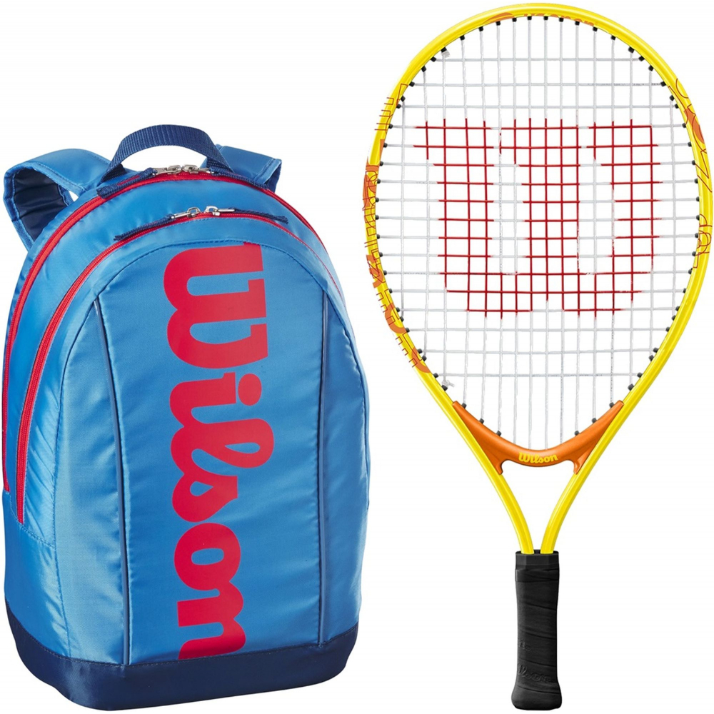 OpenJr-WR8023802001U Wilson US Open Junior Tennis Racquet + Backpack (Blue/Orange)