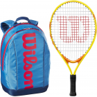 Wilson US Open Junior Tennis Racquet + Backpack (Blue/Orange) -