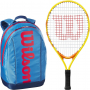 OpenJr-WR8023802001U Wilson US Open Junior Tennis Racquet + Backpack (Blue/Orange)