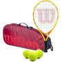 OpenJr-WR8023903001U-Ball Wilson US Open Junior Tennis Racquet + 3pk Bag + 3 Tennis Balls (Red/Infrared)