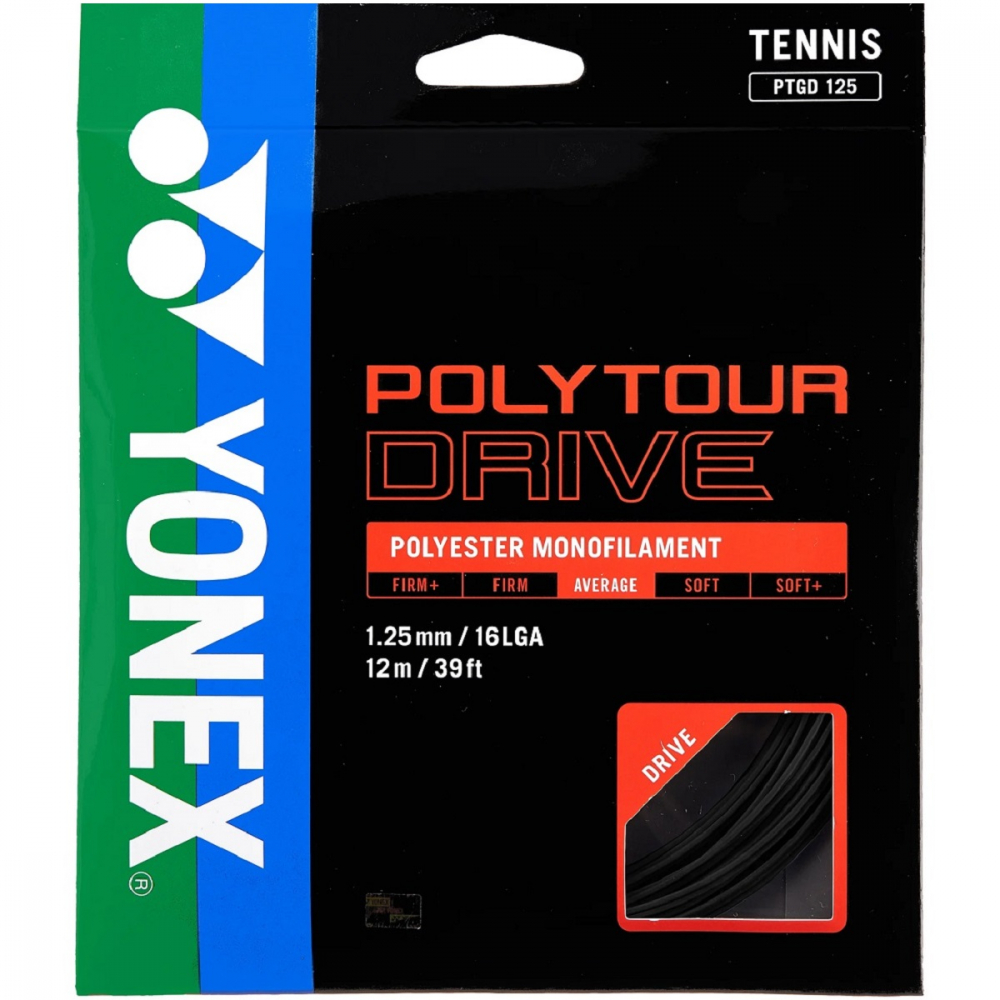 PTGD125 Yonex POYTOUR  Drive 16L Tennis String (Set) - Black