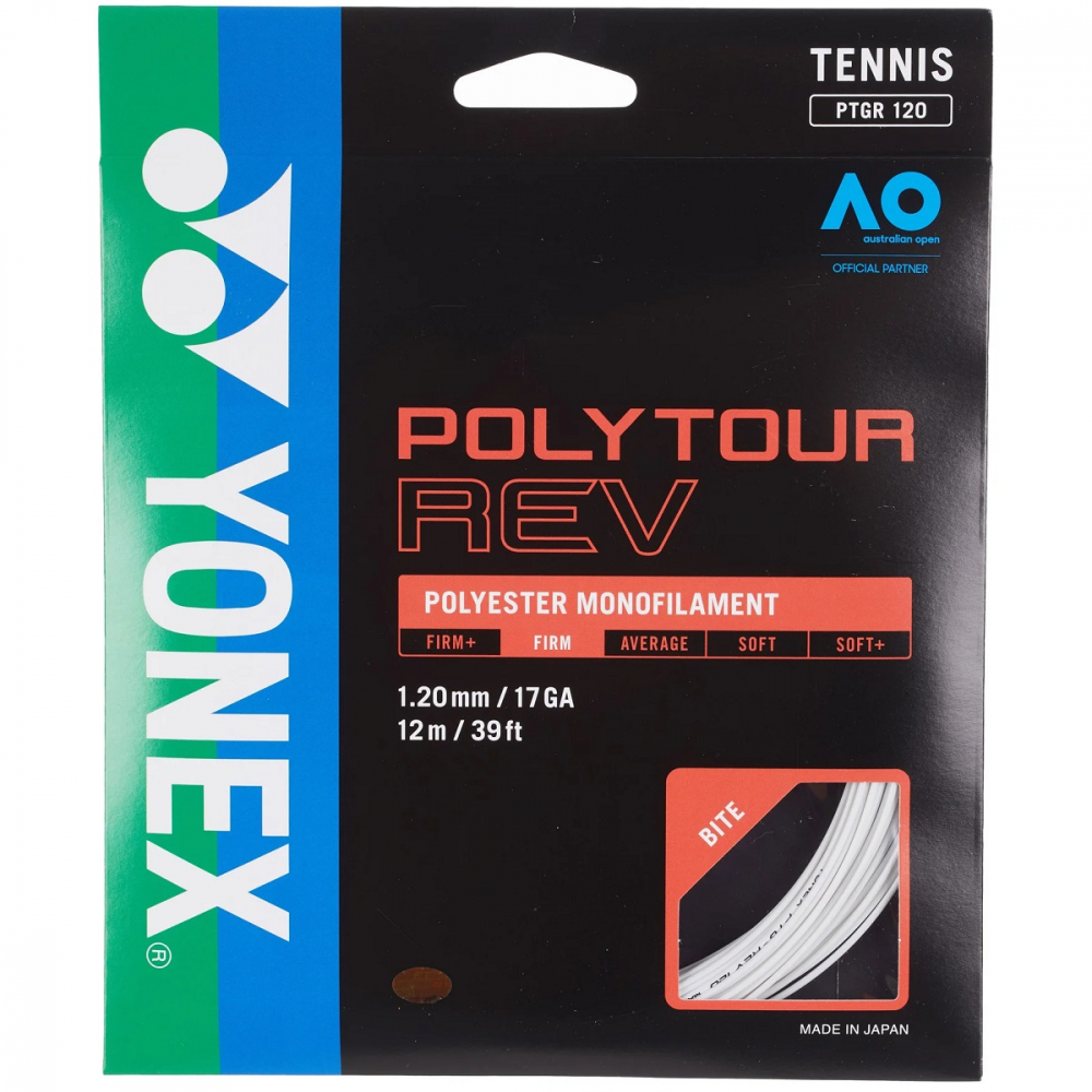 PTGRV120 Yonex POLYTOUR  Rev 17g Tennis String (Set) - White