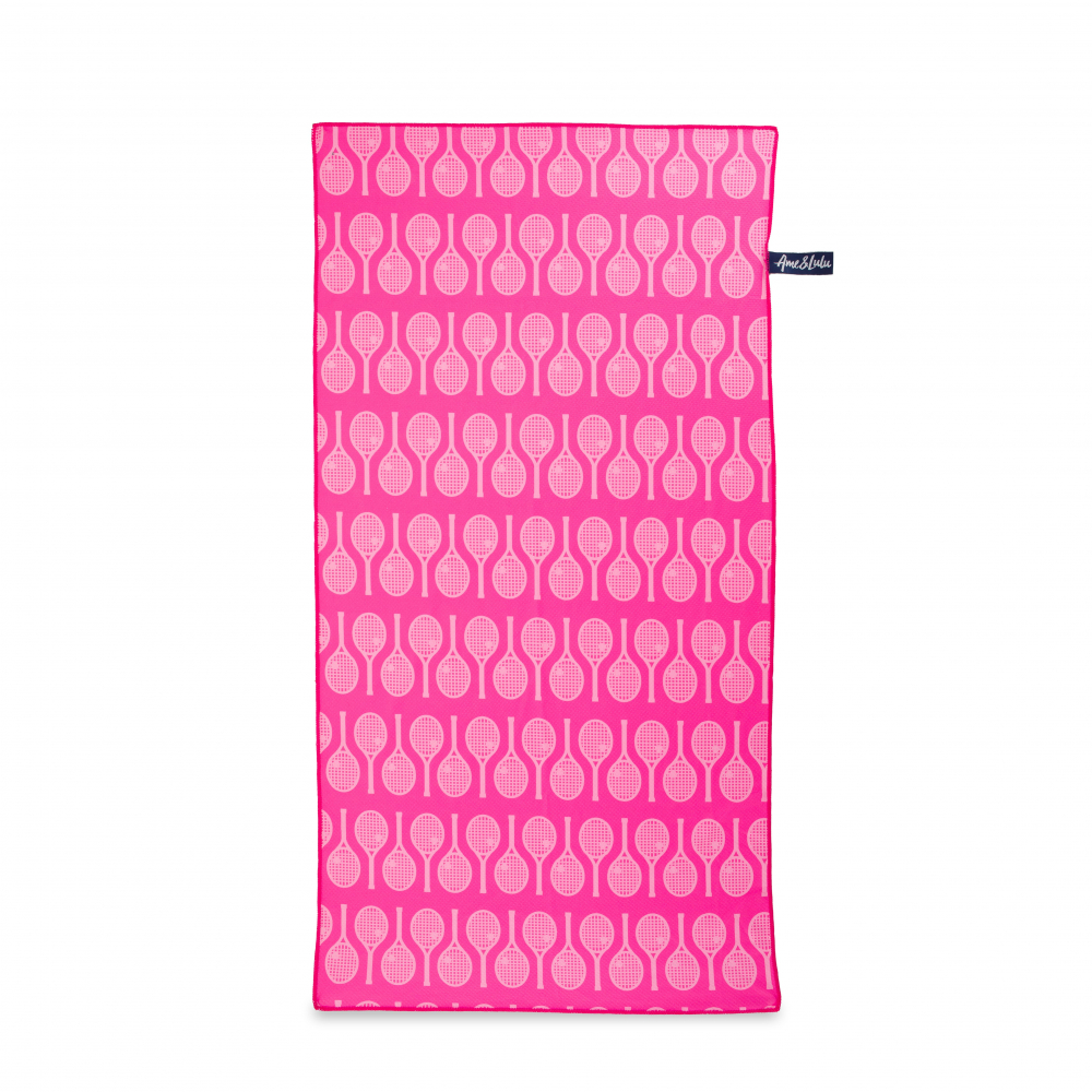 Ame & Lulu Sport Towel (Pink Tonal Racquets)