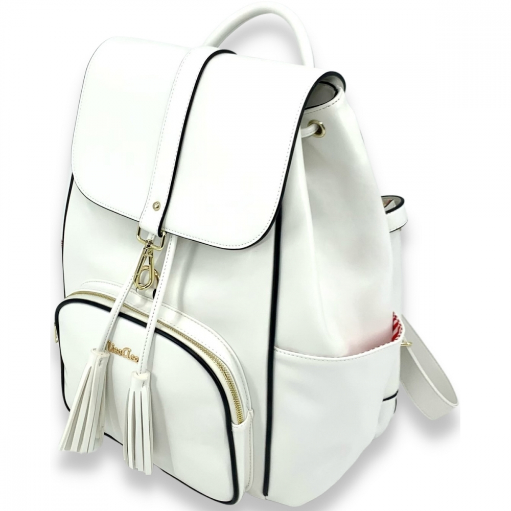 SRBPWHT NiceAces Women's SARA Handmade Vegan Tennis Backpack (White)