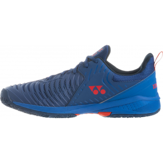 STS3CNR Yonex Men's Power Cushion Sonicage 3 Clay Court Tennis Shoes (Navy/Red)