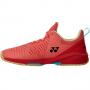 STS3CR Yonex Men's Power Cushion Sonicage 3 Tennis Shoes (Coral Red) - Left