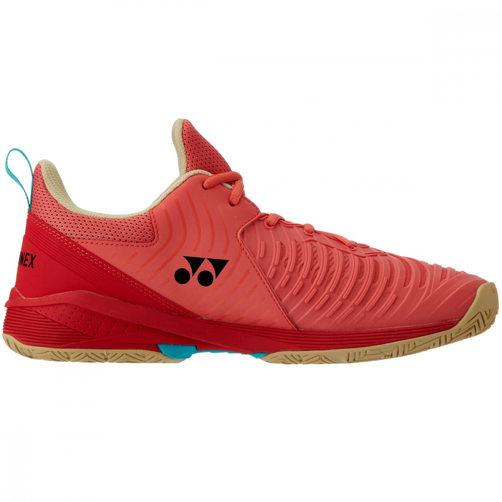 STS3CR Yonex Men's Power Cushion Sonicage 3 Tennis Shoes (Coral Red)