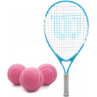 Wilson Serena Junior Tennis Racquet bundled w 3 Pink Tennis Balls -