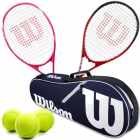 Wilson Serena Pro Lite + Pro Staff Precision Tennis Racquet Doubles Bundle with 1 Advantage II Tennis Bag and 3 Tennis Balls -