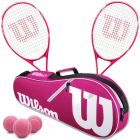 Wilson Serena Pro Lite Tennis Racquet Doubles Bundle w an Advantage II Tennis Bag and 3 Pink Tennis Balls -