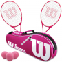 Wilson Serena Pro Lite Tennis Racquet Doubles Bundle w an Advantage II Tennis Bag and 3 Pink Tennis Balls
