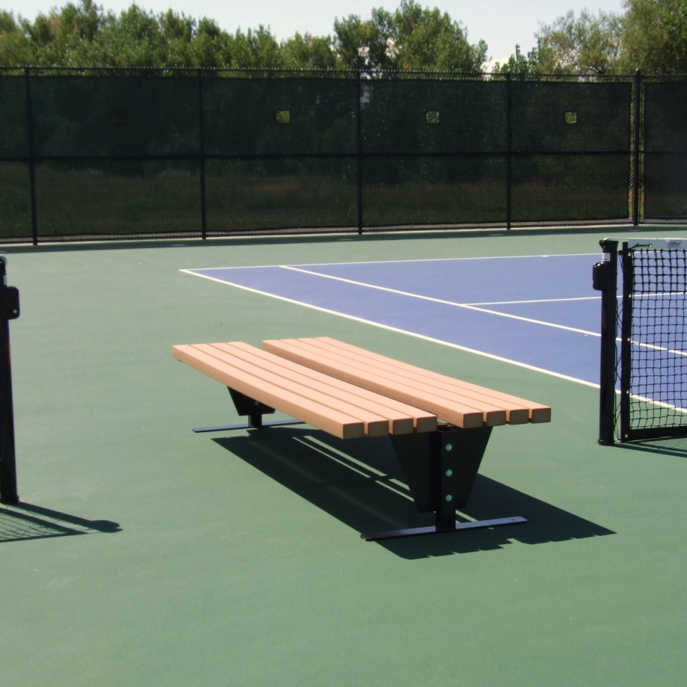 SunTrends Flat Two-Sided Court Bench - Surface Mount