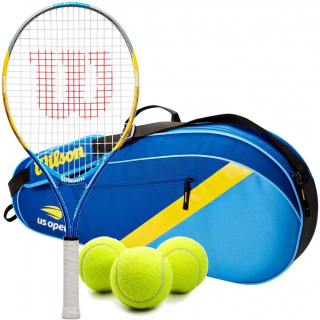 WR8012401-Ball Wilson US Open Junior Tennis Racquet Bundled w US Open Tennis Bag and a Can of US Open Tennis Balls