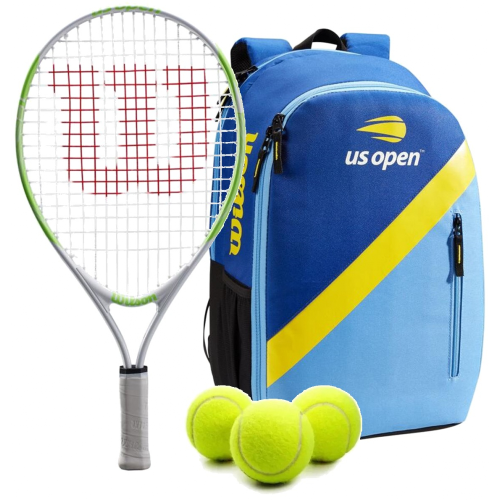 WR8012501-Ball Wilson US Open Junior Tennis Racquet Bundled w US Open Tennis Backpack  and a Can of US Open Tennis Balls