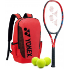 Yonex VCore Ace 7th Gen Tennis Racquet + Backpack with 3 Tennis Balls (Red) -