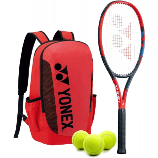 VCoreAce-BAG42112SR-Ball Yonex VCore Ace 7th Gen Tennis Racquet + Backpack with 3 Tennis Balls (Red)