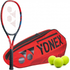 Yonex VCore Ace 7th Gen Tennis Racquet + 3pk Bag with 3 Tennis Balls (Red)  -