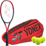 VCoreAce-BAG42123R-Ball Yonex VCore Ace 7th Gen Tennis Racquet + 3pk Bag with 3 Tennis Balls (Red) 
