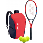 Yonex VCore Ace 7th Gen Tennis Racquet + Backpack with 3 Tennis Balls (Scarlet) -