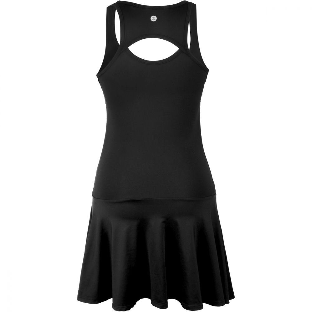 W2205-BK DUC Faith Women's Ruched/Flounce Tennis Dress (Black)