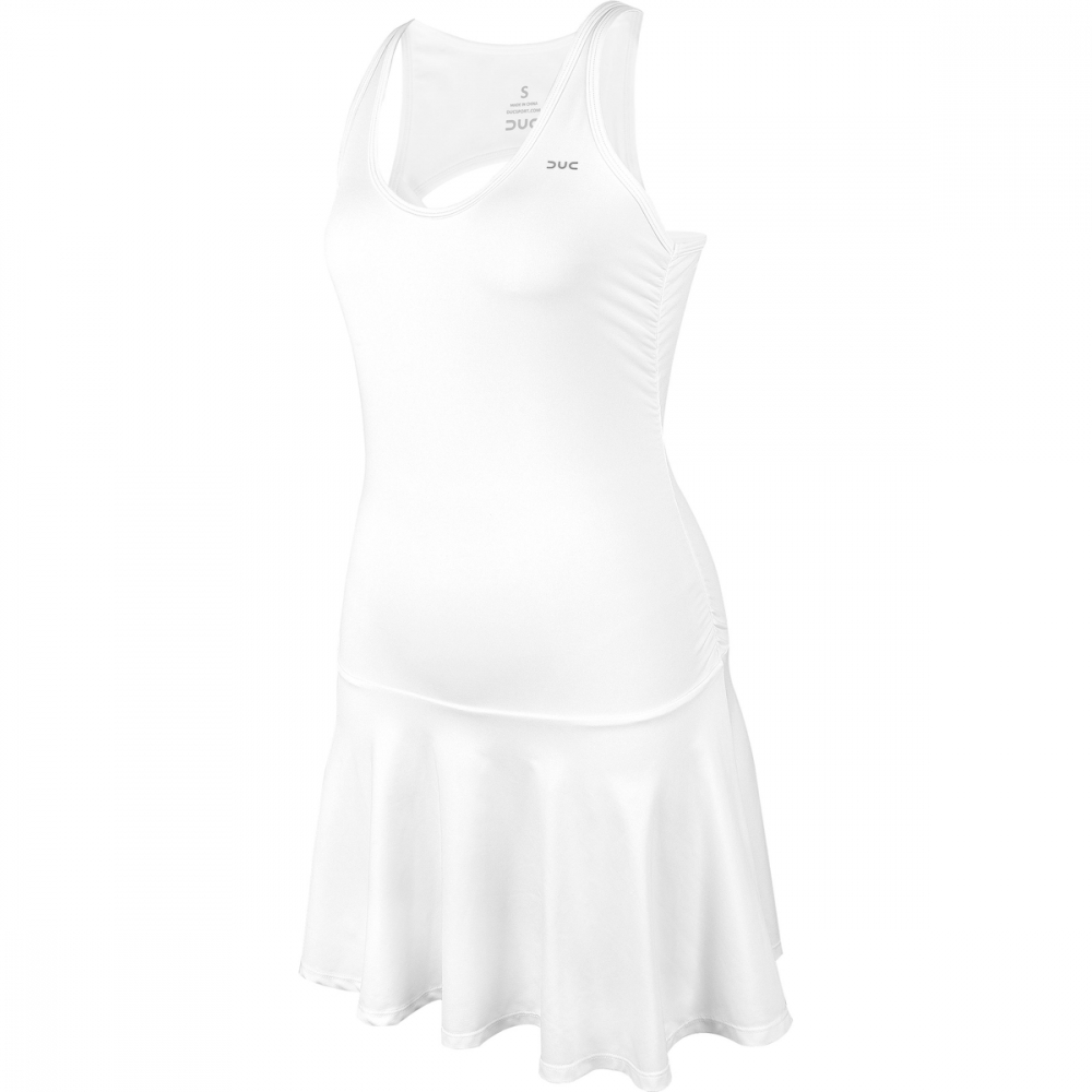 W2205-WW DUC Faith Women's Ruched/Flounce Tennis Dress (White)