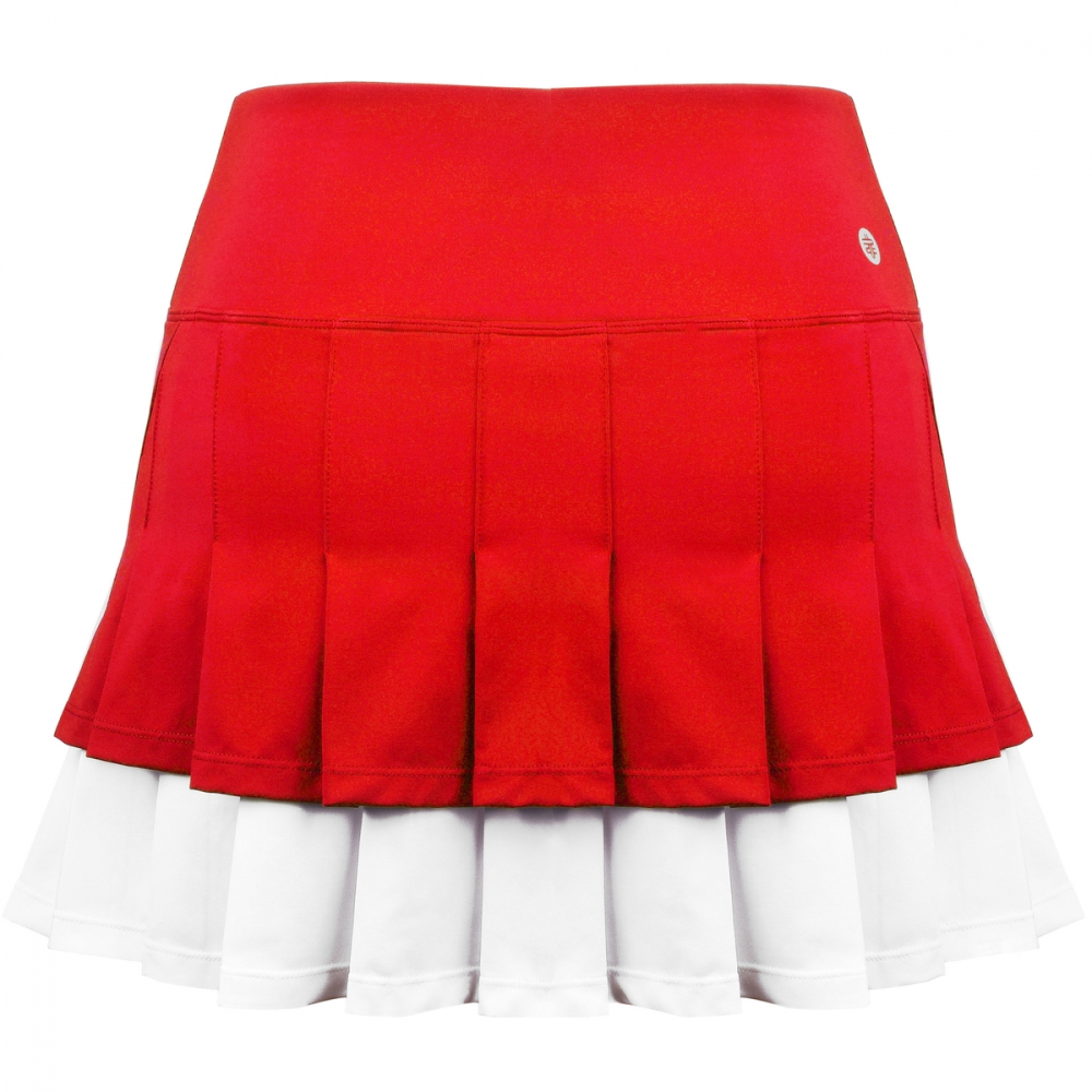 W2207-RDW DUC Flirt-2 Women's Double-Pleat Tennis Skort (Red/White)